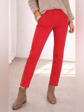 Soft Surroundings Red Pippa Pull On Moto Stretch Buttons Jeggings Pants Career M